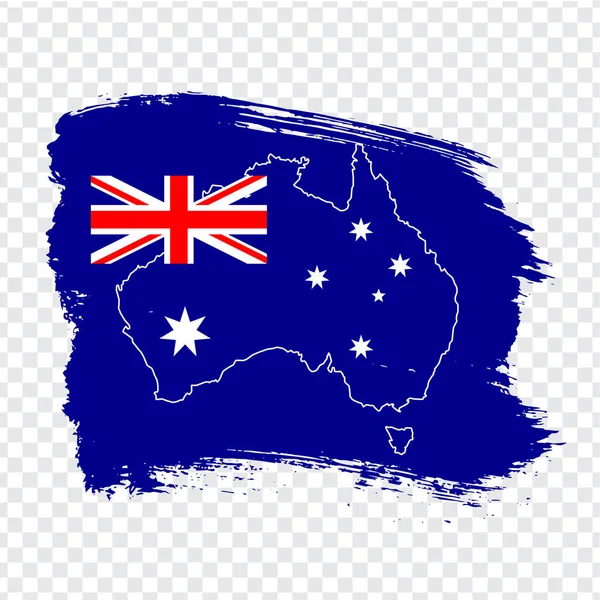 Flagge Australiens Aus Pinselstrichen Und Leerer Landkarte Australien Hochwertige Landkarte — Stockvektor