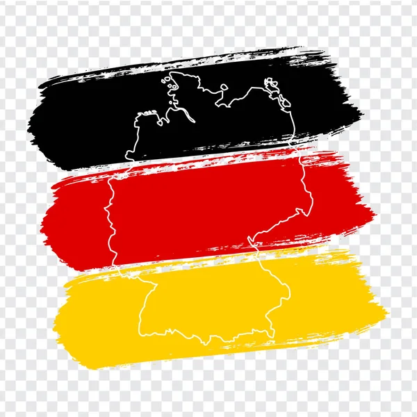 Flagge Deutschlands Aus Pinselstrichen Und Leerer Landkarte Deutschland Hochwertige Deutschlandkarte — Stockvektor