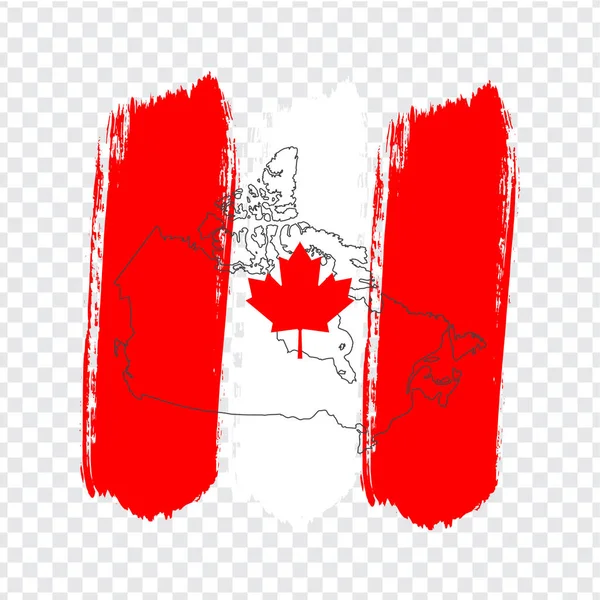 Flagge Kanadas Aus Pinselstrichen Und Leeren Landkarten Kanadas Hochwertige Landkarte — Stockvektor