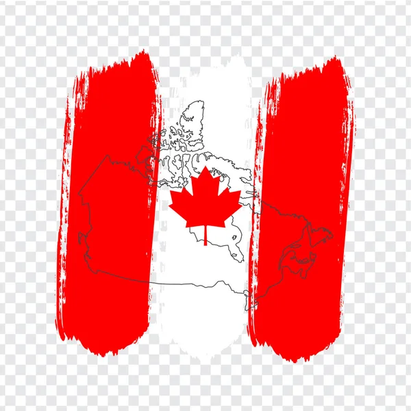 Flag of Canada from brush strokes and Blank map Canada. High quality map of Canada on transparent background. Stock vector. Vector illustration EPS10.