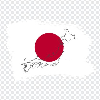 Japonya bayrağı fırça darbeleri ve boş Japonya eşleyin. Japonya haritası kaliteli şeffaf arka plan üzerinde. Hisse senedi vektör. Vektör çizim Eps10.