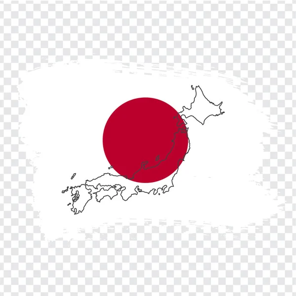 Bandeira Japão Pinceladas Mapa Branco Japão Mapa Alta Qualidade Japão —  Vetores de Stock