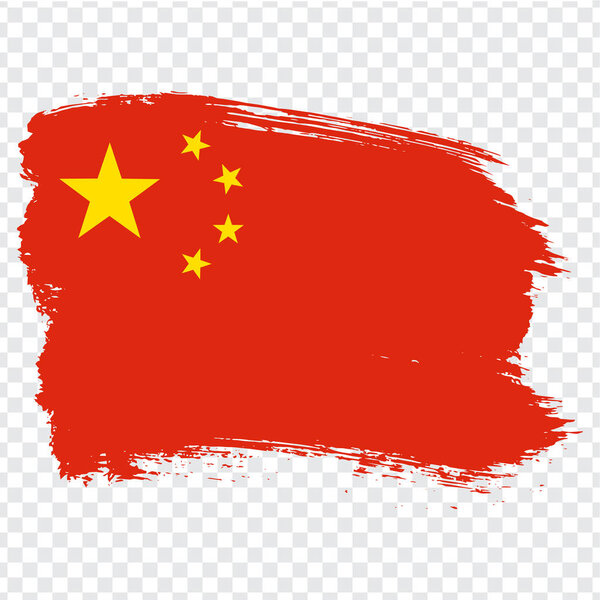 Флаг Китайской Народной Республики, фон мазка кистью. Флаг Китая на прозрачном фоне. Вектор запасов. Векторная иллюстрация EPS10
.