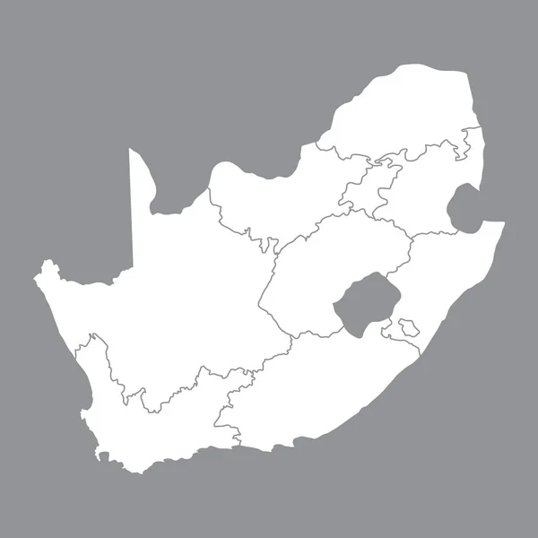 Prázdná Mapa Jižní Afriky. Vysoce kvalitní mapa z Jižní Afriky s provincií na šedém pozadí. Skladem vektor. Vektorové ilustrace Eps10. — Stockový vektor