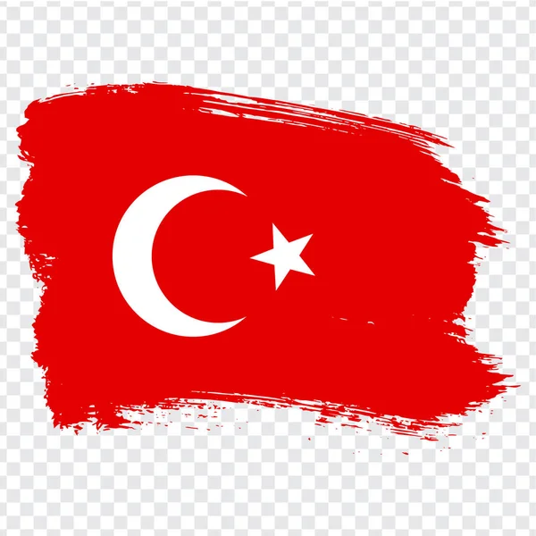 Bandeira República Turca Fundo Pincel Bandeira Turco Fundo Transparente Vetor —  Vetores de Stock