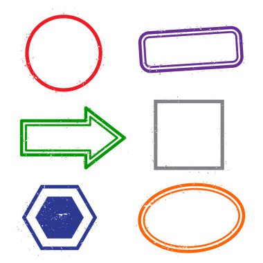 Beyaz arka plan üzerinde Pul çerçeve. Sunumlar, el ilanları, broşürler, kartpostallar ve posterler için altı pullar çerçeveler. Düz tasarım. Düz tasarım. Vektör çizim Eps10.