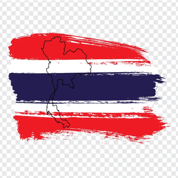 Drapeau Royaume Thaïlande Coups Pinceau Carte Vierge Royaume Thaïlande Carte — Image vectorielle