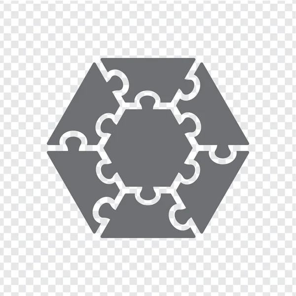 シンプルなアイコン六角パズルのグレーで。シンプルなアイコンの六角形は、透明の 7 つの要素のパズルします。フラットなデザイン。ベクトル図 Eps10. — ストックベクタ