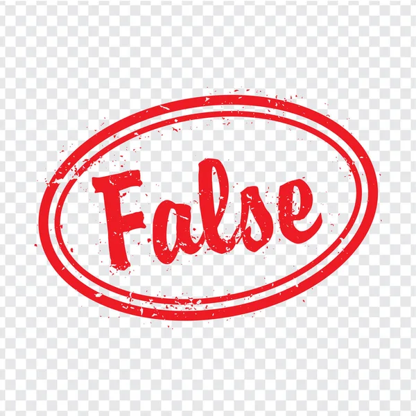 투명 한 배경에 false 타원형 스탬프 디자인입니다. 웹 사이트 디자인, 로고, Ui 애플 리 케이 션에 대 한 빨간색 False 단어로 그런 지 고무 타원형 스탬프입니다. 평면 디자인입니다. 벡터 일러스트 레이 션 Eps10. — 스톡 벡터