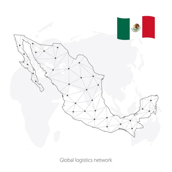 Concepto Red Logística Global Mapa Red Comunicaciones Los Estados Unidos — Archivo Imágenes Vectoriales