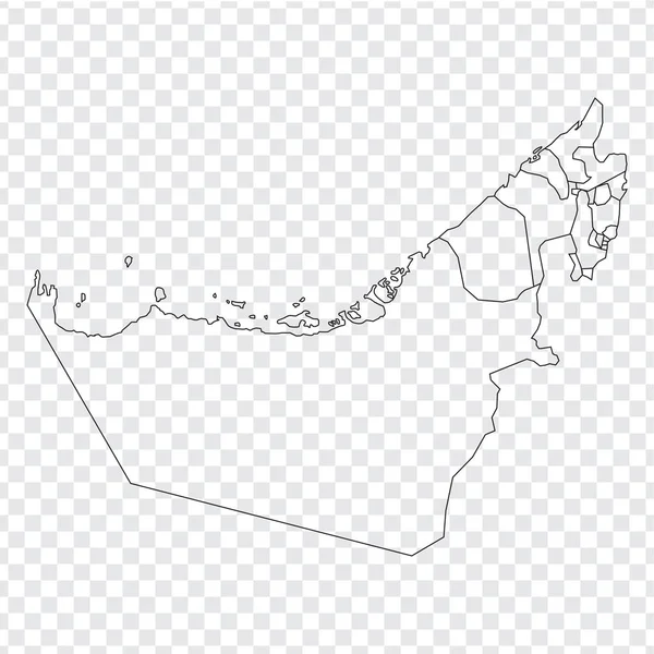 Carta Bianca Emirati Arabi Uniti Mappa Alta Qualità Degli Emirati — Vettoriale Stock