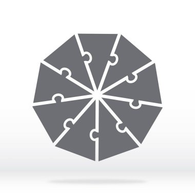 Basit simge polygon puzzle gri renkte. Basit simgesini şeffaf arka plan üzerinde dokuz elemanlarının bulmaca. Düz tasarım. Vektör çizim Eps10.