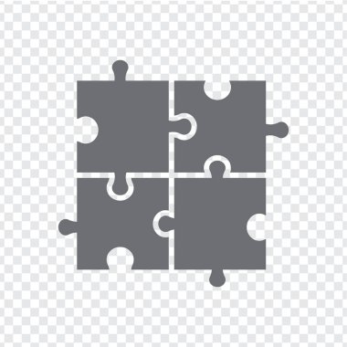 Basit simge bulmaca gri. Basit simge bitmemiş bulmaca şeffaf arka plan üzerinde dört adet. Düz tasarım. Vektör çizim Eps10.