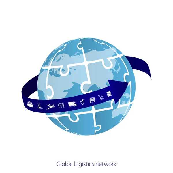 Globales Logistiknetzwerk Die Globale Logistikpartnerschaft Abbilden Weiße Ähnliche Weltkarte Und — Stockvektor