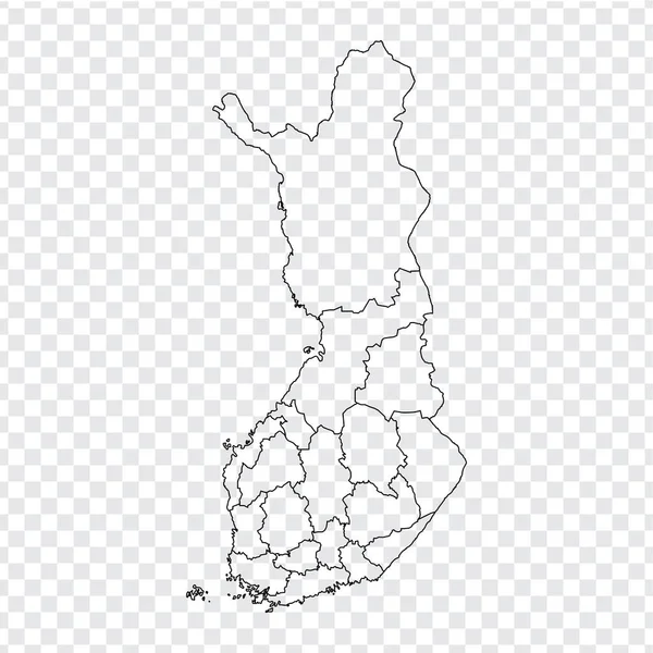 Prázdná mapa Finska. Vysoce kvalitní mapa Finska s provincií na průhledné pozadí pro vaše webové stránky design, logo, uživatelské rozhraní aplikace. Skladem vektor. Vektorové ilustrace Eps10. — Stockový vektor