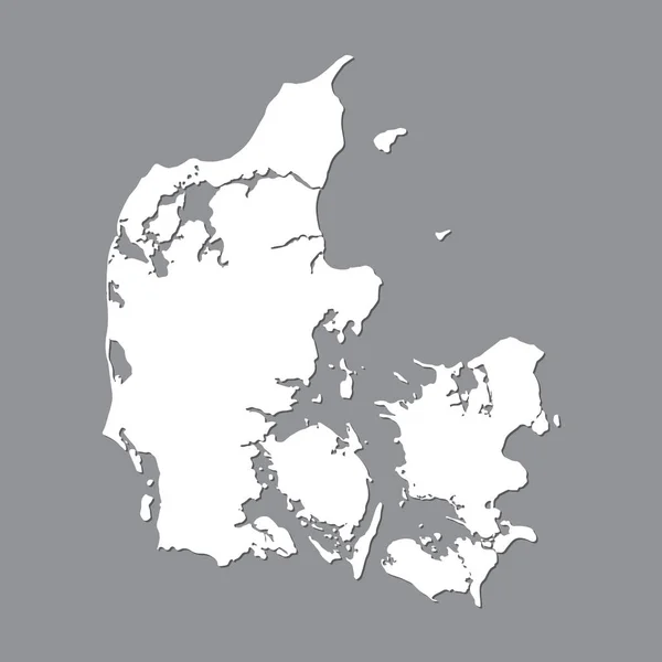 Carta Bianca Danimarca Mappa Alta Qualità Regno Danimarca Sfondo Grigio — Vettoriale Stock