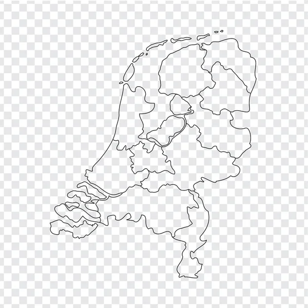 Carta Bianca Paesi Bassi Mappa Alta Qualità Regno Dei Paesi — Vettoriale Stock