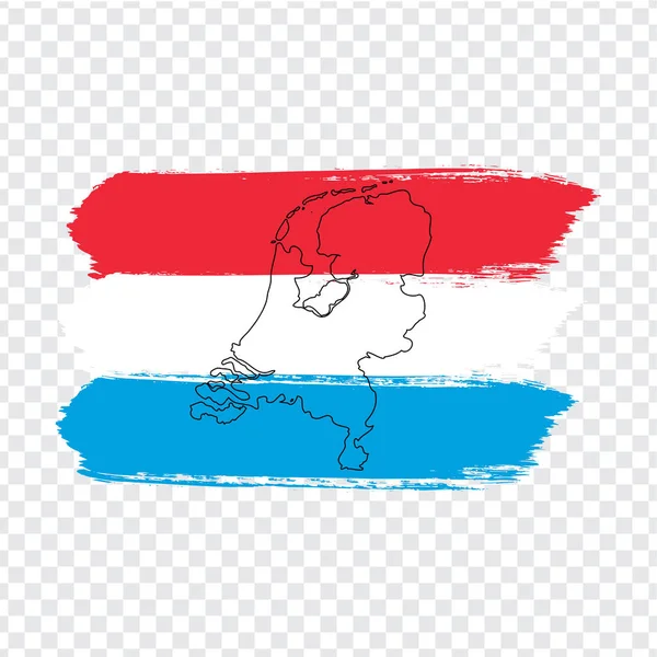 Flagge Niederlande Von Pinselstrichen Und Leere Karte Niederlande Hochwertige Karte — Stockvektor