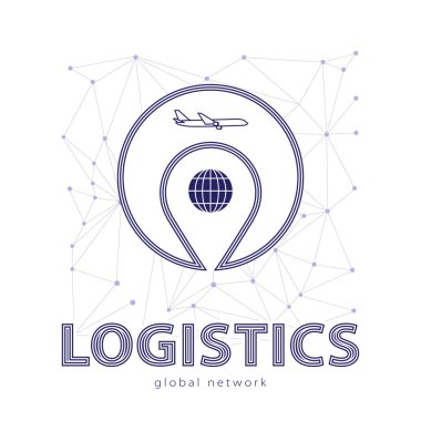 Global Lojistik ağı. Global Lojistik ortaklık bağlantısı eşleyin. Geolocation ve düğümleri poligonal tarzı ile küresel lojistik ağ kavramı. Vektör çizim Eps10. 