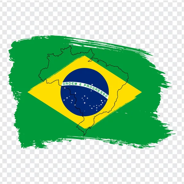 Bandera Brasil Pinceladas Mapa Blanco Brasil Mapa Alta Calidad Brasil — Vector de stock