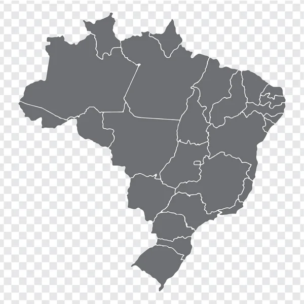 Leere Landkarte Brasilien Qualitativ Hochwertige Karte Brasilien Mit Provinzen Auf — Stockvektor