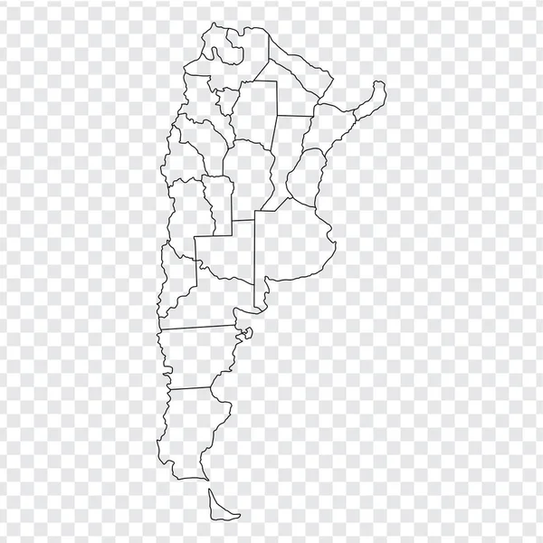 Пустая Карта Аргентина Высококачественная Карта Аргентины Провинциями Прозрачном Фоне Дизайна — стоковый вектор