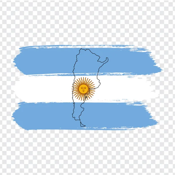 Σημαία Αργεντινής Από Πινελιές Και Κενό Χάρτη Αργεντινή Χάρτης Υψηλής — Διανυσματικό Αρχείο