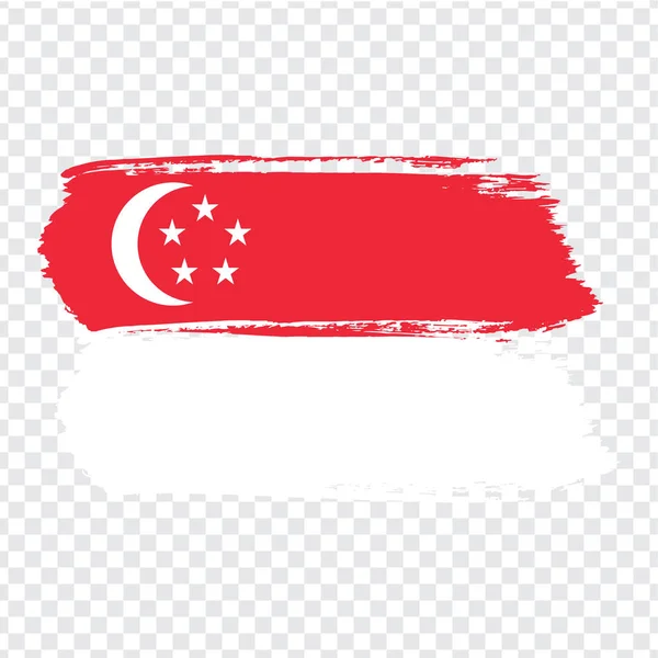 Прапор Сінгапуру Кисть Обведення Фону Прапор Сінгапуру Прозорим Фоном Векторної — стоковий вектор