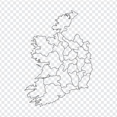 Boş harita İrlanda. Yüksek kaliteli harita İrlanda illerde web sitesi tasarımı, logo, app, Kullanıcı arabirimi için şeffaf arka plan ile. Hisse senedi vektör. Vektör çizim Eps10.