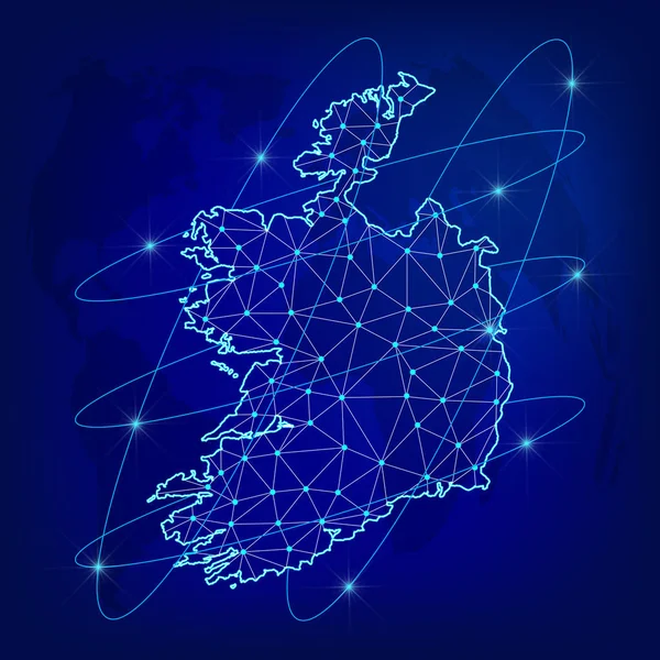 Conceito Rede Logística Global Mapa Rede Comunicações Irlanda Contexto Mundial —  Vetores de Stock