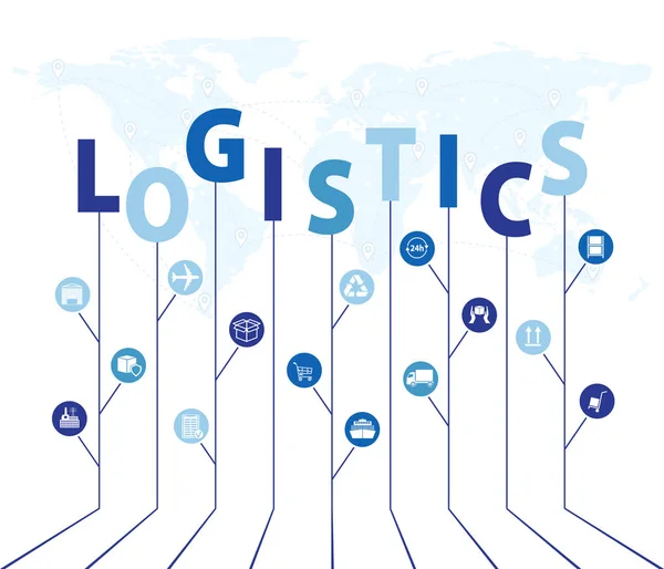 Réseau Logistique Mondial Carte Partenariat Logistique Mondial Idée Arbre Croissance — Image vectorielle