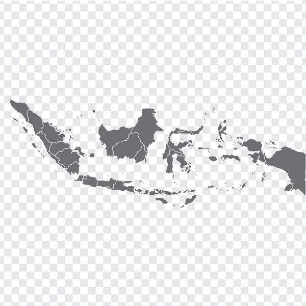 Pusta Mapa Indonezji Wysokiej Jakości Mapy Indonezji Prowincji Przezroczyste Tło — Wektor stockowy