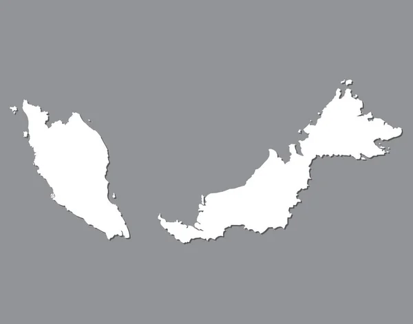 Mapa Blanco Malasia Mapa Alta Calidad Malasia Sobre Fondo Gris — Vector de stock