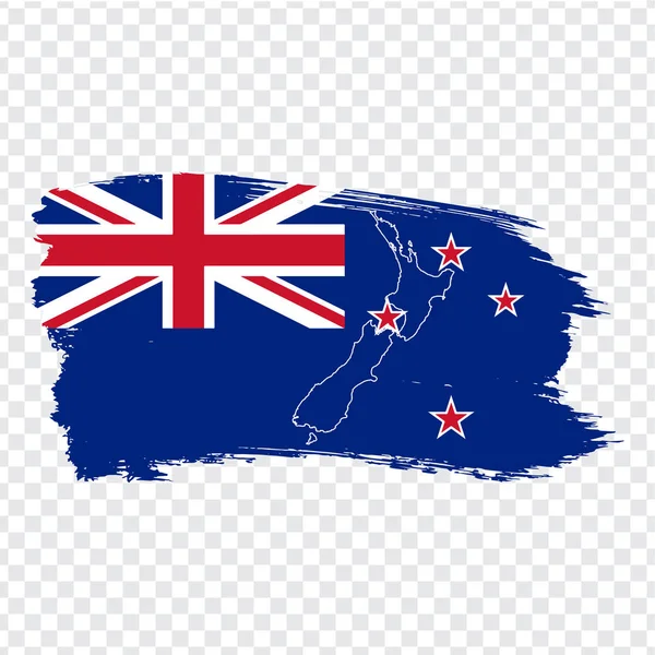 Bayrağı Yeni Zelanda Fırça Darbeleri Boş Harita Yeni Zelanda Yüksek — Stok Vektör
