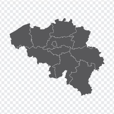 Boş harita Belçika. Yüksek kaliteli harita Belçika illerde web sitesi tasarımı, logo, app, Kullanıcı arabirimi için şeffaf arka plan ile. Hisse senedi vektör. Vektör çizim Eps10. 