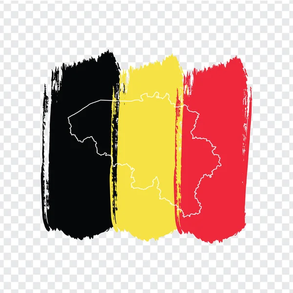 Drapeau Belgique Partir Coups Pinceau Carte Vierge Belgique Carte Haute — Image vectorielle