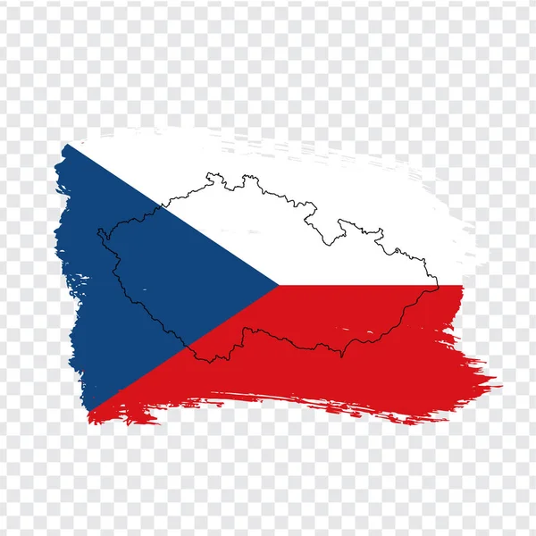 Bandeira Czech Brush Strokes Blank Map Czech Mapa Alta Qualidade — Vetor de Stock