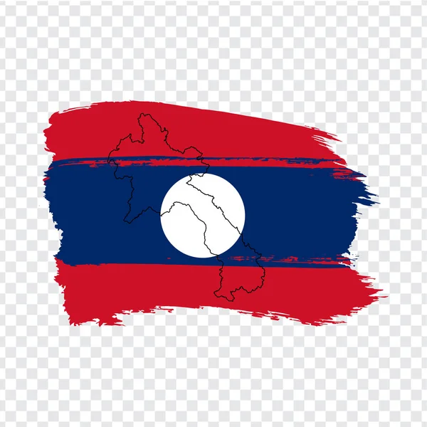 Flag Laos from brush strokes and Blank map Laos. High quality map of  Laos and flag on transparent background . Stock vector. Vector illustration EPS10. — Stock Vector