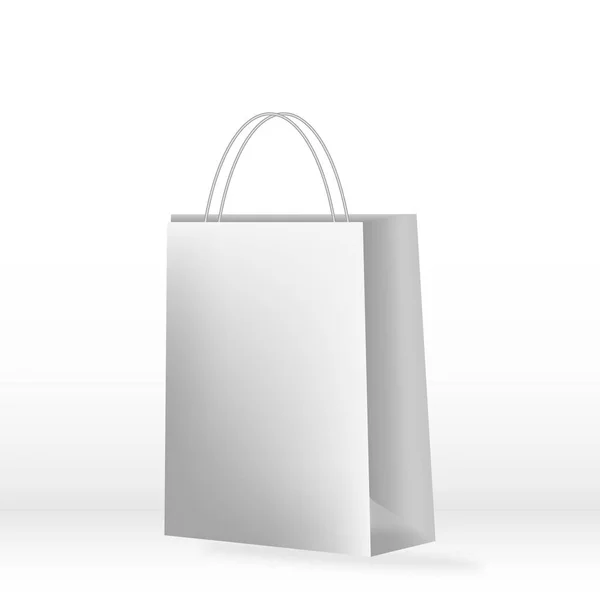 Shopping paper bag isolated on white.  Clean white bag with handles.  Vector illustration EPS10. — Stock Vector