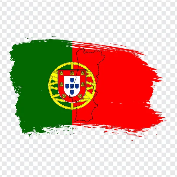 Flagge Portugal Aus Pinselstrichen Und Leere Karte Portugal Hochwertige Landkarte — Stockvektor