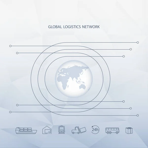Globalnej Sieci Logistycznej Mapa Połączenia Partnerstwo Global Logistics Globe Logistyki — Wektor stockowy