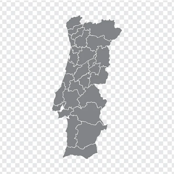 空白地图葡萄牙 高品质的地图葡萄牙与省在透明的背景下 为您的网站设计 应用程序 股票向量 向量例证 Eps10 — 图库矢量图片
