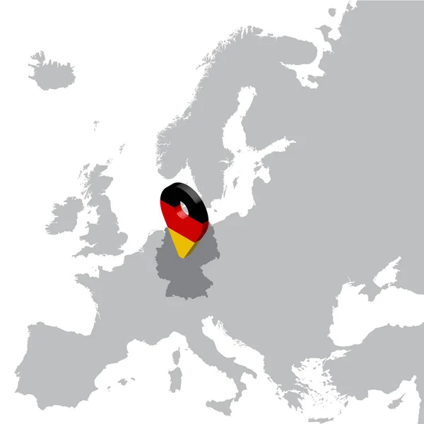 Niemcy Mapa Mapę Europy Niemcy Flaga Mapy Marker Pinezkę Wysokiej — Wektor stockowy