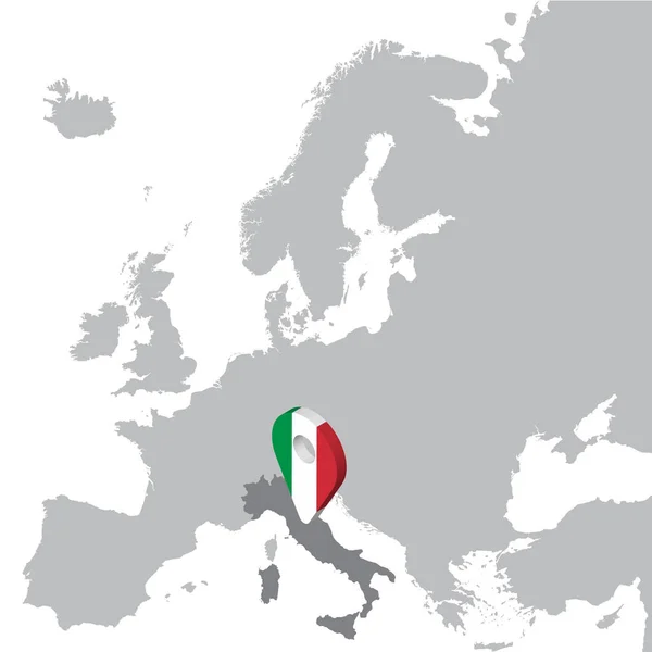 Italia Mappa sulla mappa Europa. 3d Italia flag map marker location pin. Mappa di alta qualità Italia. Illustrazione vettoriale EPS10 . — Vettoriale Stock