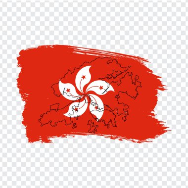 Bayrak Hong Kong'dan fırça darbeleri ve boş harita Hong Kong. Yüksek kaliteli harita Hong Kong ve şeffaf arka plan bayrak. Hisse senedi vektör. Vektör çizim Eps10.