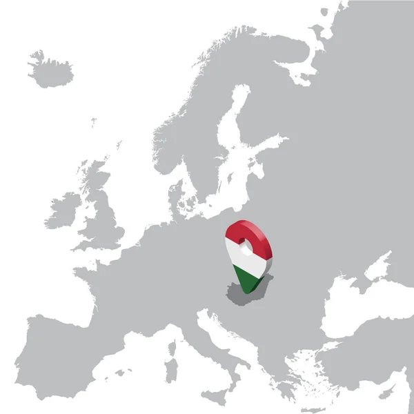 Mapa Węgry na mapę Europy. 3D flaga Węgier mapy marker pinezkę. Wysokiej jakości mapy Węgier. Ilustracja wektorowa Eps10. — Wektor stockowy