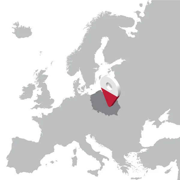 ポーランドの場所地図ヨーロッパ地図3 d のポーランド フラグはマップ マーカーの場所のピンです。高品質ポーランドの地図。ベクトル図 Eps10. — ストックベクタ