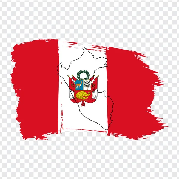 Bandeira do Peru de pinceladas e mapa em branco Peru. Mapa de alta qualidade do Peru e bandeira em fundo transparente. Vetor de estoque. Ilustração vetorial EPS10 . — Vetor de Stock