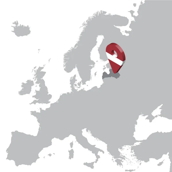 Letonia Mapa de ubicación en el mapa Letonia. 3d mapa de la bandera de Letonia marcador ubicación pin. Mapa de alta calidad de Letonia. Ilustración vectorial EPS10 . — Vector de stock