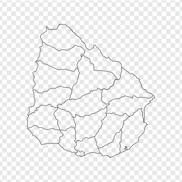 Пустий карті Уругвай. Висока якість карті Уругвай з провінцій з прозорим фоном для вашого веб-сайту дизайн, логотип, app, призначеного для користувача інтерфейсу. Векторної ілюстрації. Векторні ілюстрації Eps10. — стоковий вектор